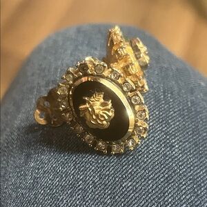 Gold and Black Women's Clip-On Vintage Earrings